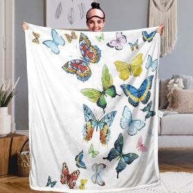 Colorful Butterfly Fluttering Printed Sherpa Fleece Blanket Soft Warm Air Conditioning Blanket For Adults Toddler Bedroom Decor Gifts 50x60 Inche