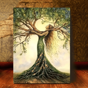 Room Decor 1pc Tree Of Life Canvas Art Print, Wooden Framed Nature-Inspired Wall Decor For Living Room, Bedroom, Office, Cafe - Unique Gift Idea,