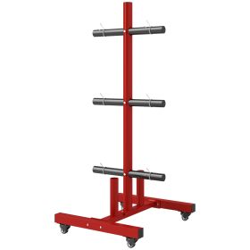 2 Inch Weight Plate Rack, Plate Rack Holder For Olympic Weight Plates And Bars, With 4 Transport Wheels And 6 Fasten Clamps, 440 Lbs. Capacity, R
