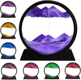 3D Dynamic Sand Art Liquid Motion, Moving Sand Art Picture Round Glass 3D Deep Sea Sandscape In Motion Display Flowing Sand Painting Relaxing Des