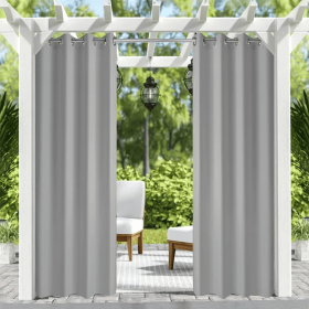 50inchx 120inch Outdoor Waterproof Grommets Window Curtains For Front Porch ,Gray