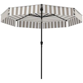 8.6FT Patio Umbrella,  Outdoor Market Umbrella, 2-Tier Vented Patio Table Umbrella With Crank 8 Ribs, Tiltable Porch Umbrella For Garden Deck Poo