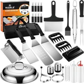 37PC Flat Top Grill Accessories Set - Must Have For Your Outdoor With Professional Griddle Spatula, Cleaning Kit, Grill Basting Cover - Ideal Gri