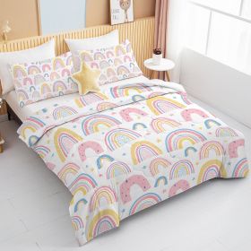 Rainbow Pattern Comforter Set For Women Pink And Yellow Rainbow Star Comforter 3 Piece With 2 Pillow Shams 1 Comforter And 2 Pillow Shams  Twin F