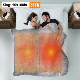 1Pc Electric Heated King Size Fleece Heated Blanket With Dual Controller 10 Heating Levels 10 Hours Auto Off Machine Washable For Home Office Usa