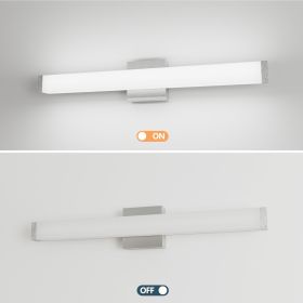 Bathroom Vanity Light Brushed Nickel Square LED 25 Inch 14W 6000K Cool White Light Wall Bar Lighting Fixtures Over Mirror -Brushed Nickel, 25in