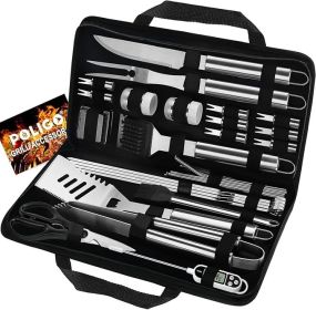 POLIGO 29 PCS BBQ Grill Accessories Stainless Steel BBQ Tools Grilling Tools Set With Storage Bag For Fathers Day Dads Birthday Presents - Campin