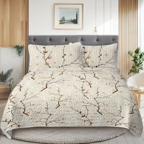 3pcs Minimalist Tree Branch Patterned Blankets Suitable For All Seasons, Including Flower And Autumn Leaf Bedding Sets With 2 Pillowcases, Suitab