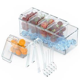 1Set Ice Chilled Condiment Caddy Serving Tray Container Bar Garnish Holder Salad Platter Server Food Storage With 5 Removable Containers 5 Lids 2