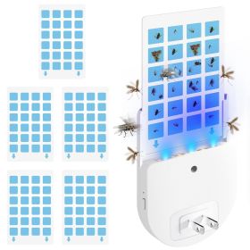1Set Plug In Indoor Flying Insect Trap 5 Glue Boards UV Light Mosquito Killer With Night Light Dimmable Brightness Fly Odorless Safe Bug Zapper F