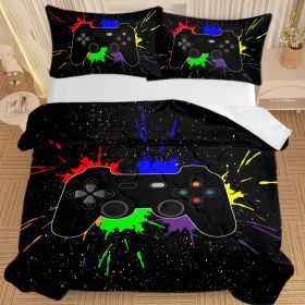 Black Video Game Comforter For Girls Boys Red Blue Green Purple Yellow Ink Game Controller Bedding Boy Bedroom Living Bed Decor With 1 Comforter