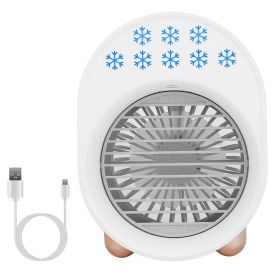 4 In 1 Portable Mini Desktop Air Conditioner Fan Water Mist Cooling Fan USB Rechargeable Humidifier Fan Evaporative Air Cooler 3 Wind Modes Colorful L