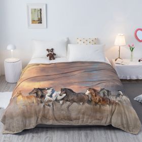 3D Horse Printed Flannel Throw Blanket For Girls Women Running Horse Throw Blanket Fleece Blankets With Horses On Them Flannel Blanket Cool Horse