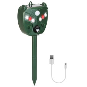 1Pc Ultrasonic Solar Animal Repeller Outdoor Mole Snake Squirrel Mouse Chaser Waterproof Bird Deer Dog Cat Deterrent With 5 Gears For Farm Garden Yard