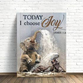 1pcs Canvas Painting With Wood Frame, Ready To Hang, Funny Elephant Bathroom Cute Elephant Wild Animal Wall Art Print For Home Decoration, Living