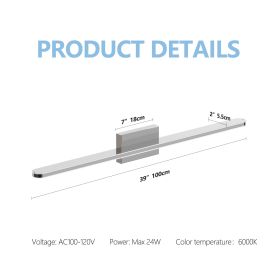 Modern LED Vanity Lights For Bathroom 39IN 24W Daylight White Chrome Light Fixtures Bathroom Lights Over Mirror Vanity Lighting Fixtures Vanity L