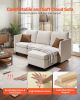 VEVOR Modular Sectional Sofa, 3-Seater Modular Sofa with Hidden Storage, Cloud Sectional Couch with Ottoman & High Rebound Sponge