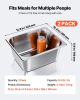 VEVOR 2 Pack Stainless Steam Hotel Pans, 1/2 Size Table Steam Pans With Lids, 6 Inch Deep