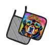 Rottweiler Hippie Dawg Pair of Pot Holders Kitchen Heat Resistant Pot Holders Sets Oven Hot Pads for Cooking Baking BBQ, 7 1/2 x 7 1/2