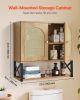 VEVOR Bathroom Wall Cabinet, with 2 Doors and Adjustable Shelf, Over the Toilet Storage Medicine Cabinet Wall Mounted