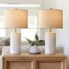 PoKat 23" Modern Ceramic Table Lamp Set of 2 for Living Room White Desk Lamps for Bedroom Farmhouse Bedside Nightstand Bedside Lamp End Table Lamps Be