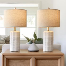 PoKat 23" Modern Ceramic Table Lamp Set of 2 for Living Room White Desk Lamps for Bedroom Farmhouse Bedside Nightstand Bedside Lamp End Table Lamps Be
