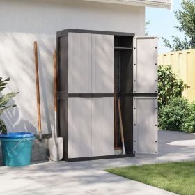 Outdoor Storage Cabinet Gray and Black 100% Polypropylene Large