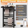SIOYIE Heated Towel Rack with Shelf and Wi-Fi App Control, 8 Bars Electric Wall Mounted Towel Warmer with Timer & Adjustable Temperature