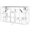 Catio Playground Cat Window Box Outside Enclosure, Wooden Outdoor Cat House with Weather Protection Roof for Multiple Kitties