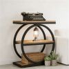 Tea table with circular metal frame, sofa table, side table, bedside table