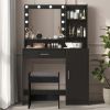Vanity Desk with Mirror & Light, Large Drawer Three Level Storage Dresser, 3 Lighting Modes Adjustable Brightness, Bedroom Dressing Table(black)