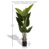 Artificial Bird of Paradise Plant, 5.2ft Tall Faux Tropical Palm Tree in Pot for Indoor or Outdoor Home, Office, or Garden Decoration, 2pcs/set