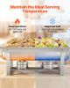 VEVOR Rectangle Chafing Dish, 9 Qt 6 Pack Stainless Steel Chafing Dish, Food Warmer Chafer Complete Set with Hollow Handle, 3 Food Tongs, Lid