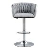 360Â° Fabric cover Swivel Bar Stools Set of 2, Adjustable Counter Height Bar Chairs with Woven Back & Footrest