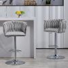 360Â° Fabric cover Swivel Bar Stools Set of 2, Adjustable Counter Height Bar Chairs with Woven Back & Footrest