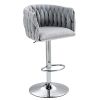 360Â° Fabric cover Swivel Bar Stools Set of 2, Adjustable Counter Height Bar Chairs with Woven Back & Footrest