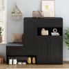 ON-TREND Elegant 2-in-1 Shoe Cabinets with Soft Cushion, Modern Storage Bench with Arched Doors & Rebound Devices