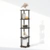 Turn-N-Tube 5 Tier Multipurpose Corner Display Rack Shelving Unit, Dark Brown Grain/Black