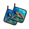 Loggerhead Sea Turtle Pair of Pot Holders Kitchen Heat Resistant Pot Holders Sets Oven Hot Pads for Cooking Baking BBQ, 7 1/2 x 7 1/2