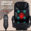6 Point Vibration Massage Office Chair, PU Leather Heated Reclining Computer Chair with Footrest, Black