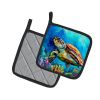 Loggerhead Sea Turtle Pair of Pot Holders Kitchen Heat Resistant Pot Holders Sets Oven Hot Pads for Cooking Baking BBQ, 7 1/2 x 7 1/2