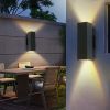 2-Pack Outdoor Wall Sconce, Modern Up and Down Weatherproof Wall Light, Black Aluminum Exterior Wall Mount Light Fixture, Ideal for Porch, Patio