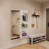 Wall Mounted Full Length Mirror, Full Body Mirror with Shelf, Full Body Mirror with Hook Wall Mounted Mirror with Multifunctional Design Panel