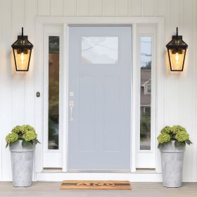 21"(H) 2-Pack Outdoor Wall Lantern Light â€“ Modern Black Metal & Clear Glass Sconce for Porch, Patio, and Garden Lighting (Bulb Not Included)
