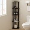 Turn-N-Tube 5 Tier Multipurpose Corner Display Rack Shelving Unit, Dark Brown Grain/Black