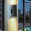 2-Pack Outdoor Wall Sconce, Modern Up and Down Weatherproof Wall Light, Black Aluminum Exterior Wall Mount Light Fixture, Ideal for Porch, Patio