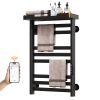 SIOYIE Heated Towel Rack with Shelf and Wi-Fi App Control, 8 Bars Electric Wall Mounted Towel Warmer with Timer & Adjustable Temperature