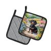 Dachshund Spring Path Pair of Pot Holders Kitchen Heat Resistant Pot Holders Sets Oven Hot Pads for Cooking Baking BBQ, 7 1/2 x 7 1/2