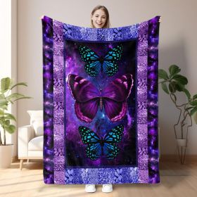 Cozy Butterfly Printed Flannel Blanket - Soft, Warm, And Lightweight Throw For Couch, Sofa, Office, Bed, Camping, And Travel - Multi-Purpose Gift