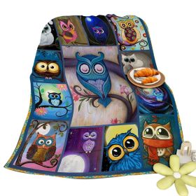 Moon Owl Flannel Fleece Blanket Cozy Fuzzy Warm Flannel Blanket Cute Night Owl Blanket Soft Plush Throw Blanket For Owl Lovers 30x40 Inches 50x60